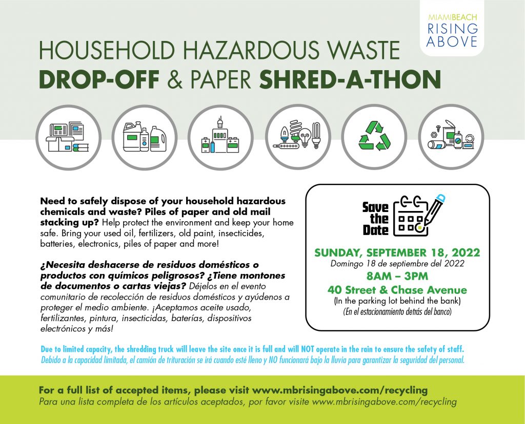 Household Hazardous Waste Drop-off and Paper Shred-A-Thon – Miami Beach ...